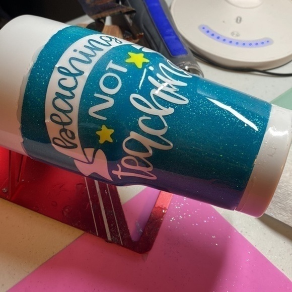Hand crafted “Beaching Not Teaching” acrylic resin glitter tumbler - Picture 6 of 10